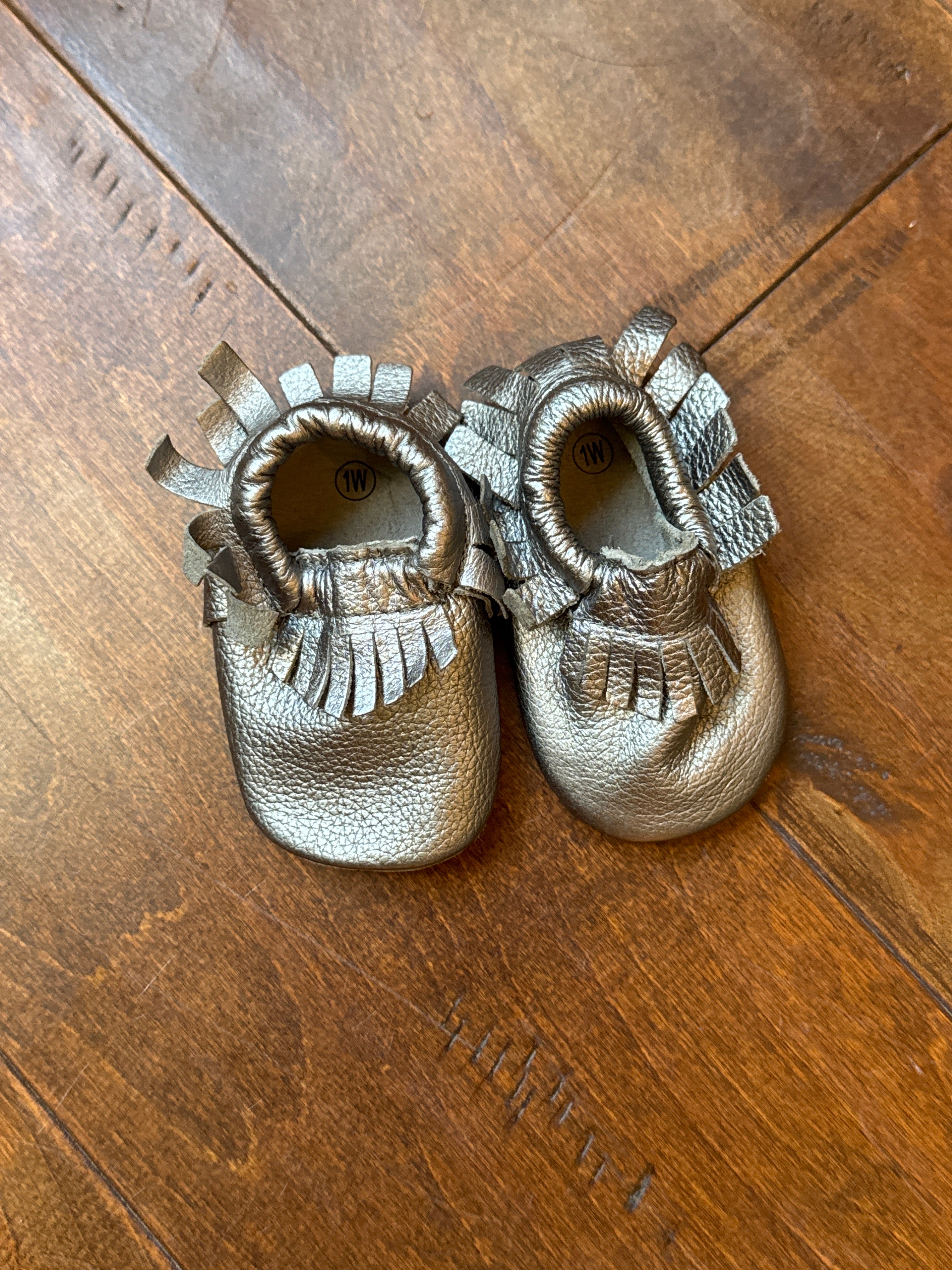 TeenyToes Silver Moc Soft Sole Infant Size 1W