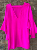 TCEC Pink Flutter Sleeve Dress L