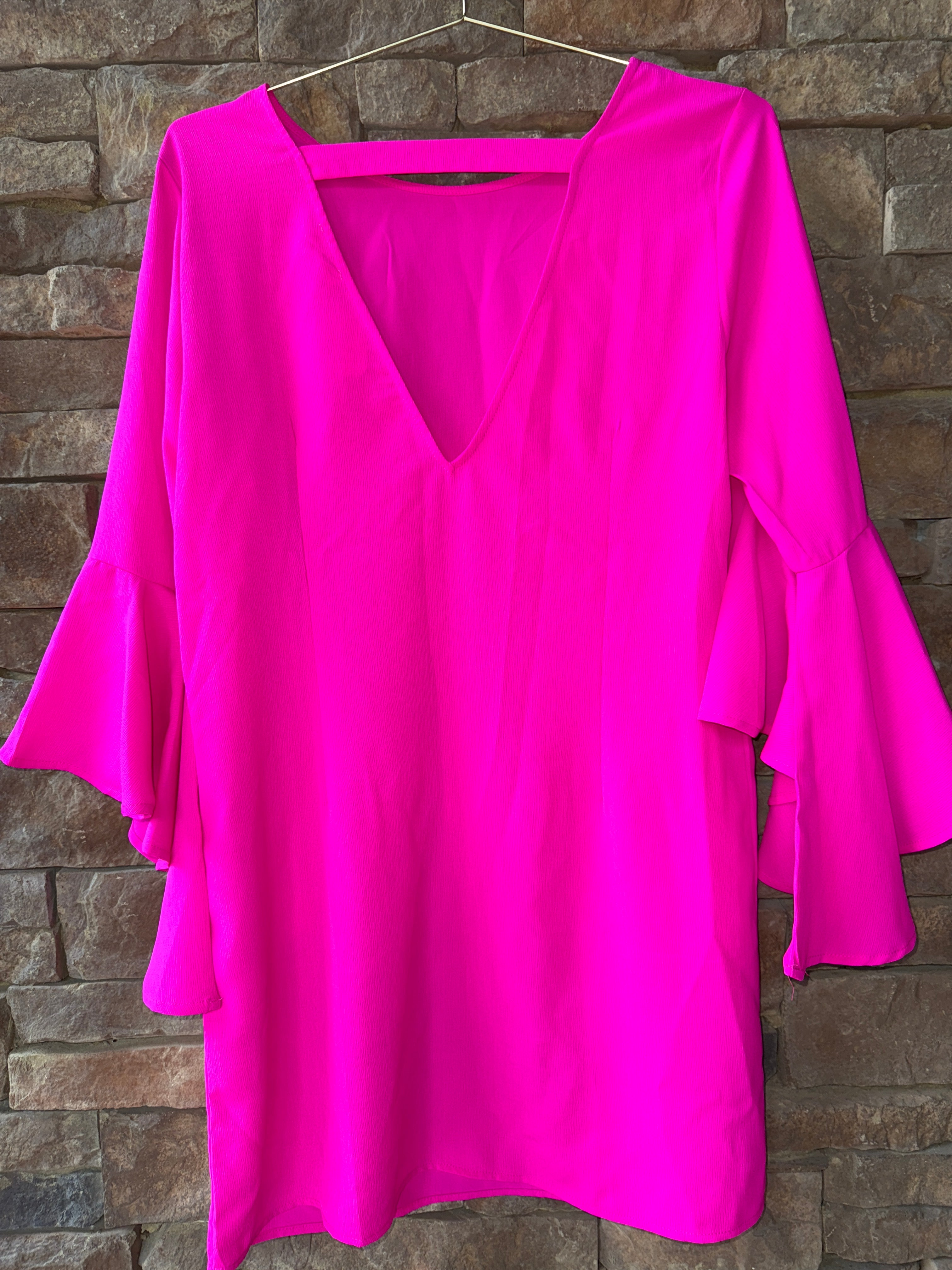 TCEC Pink Flutter Sleeve Dress L