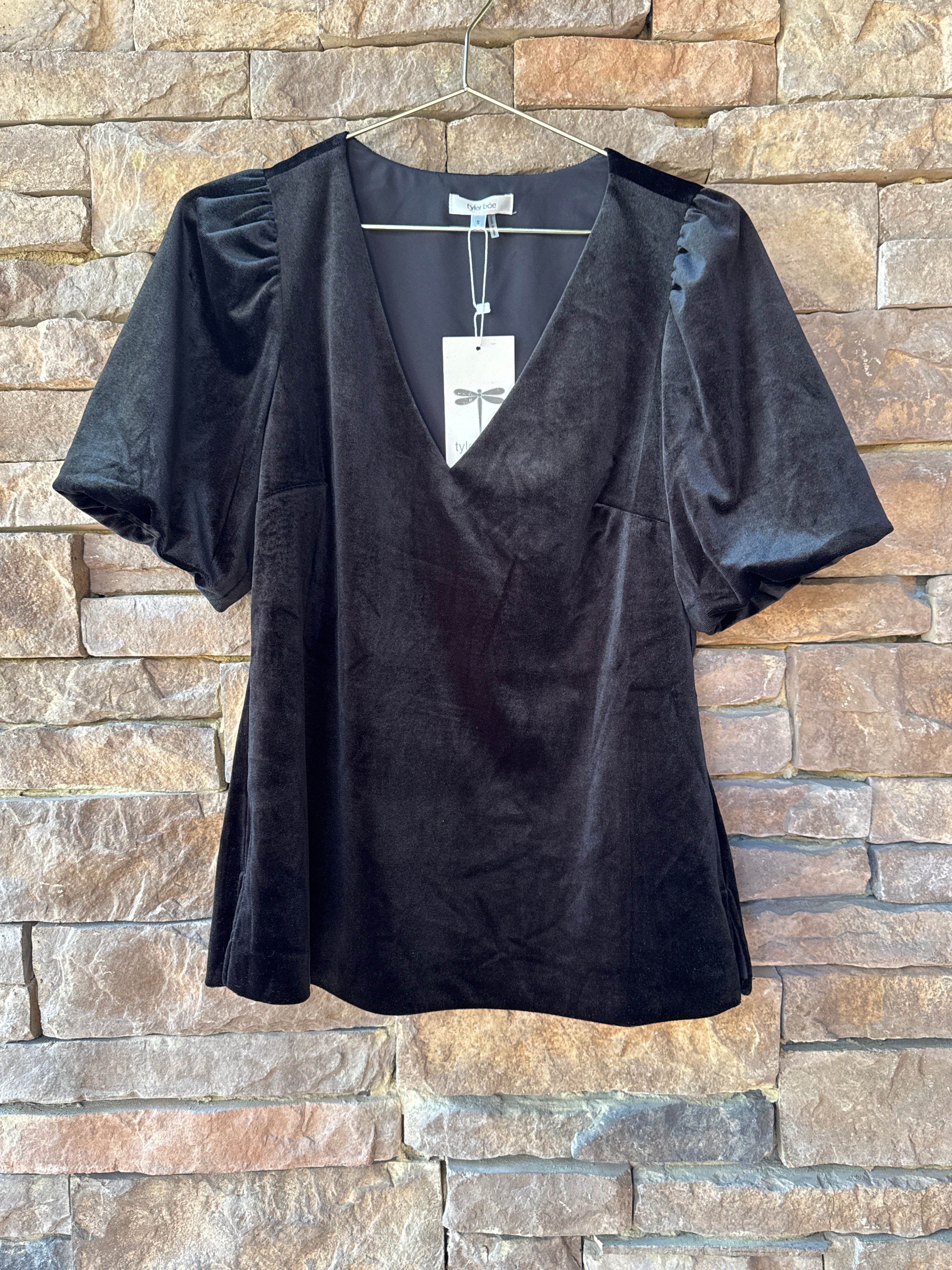 Tyler Boe Claire Velvet Top Black S
