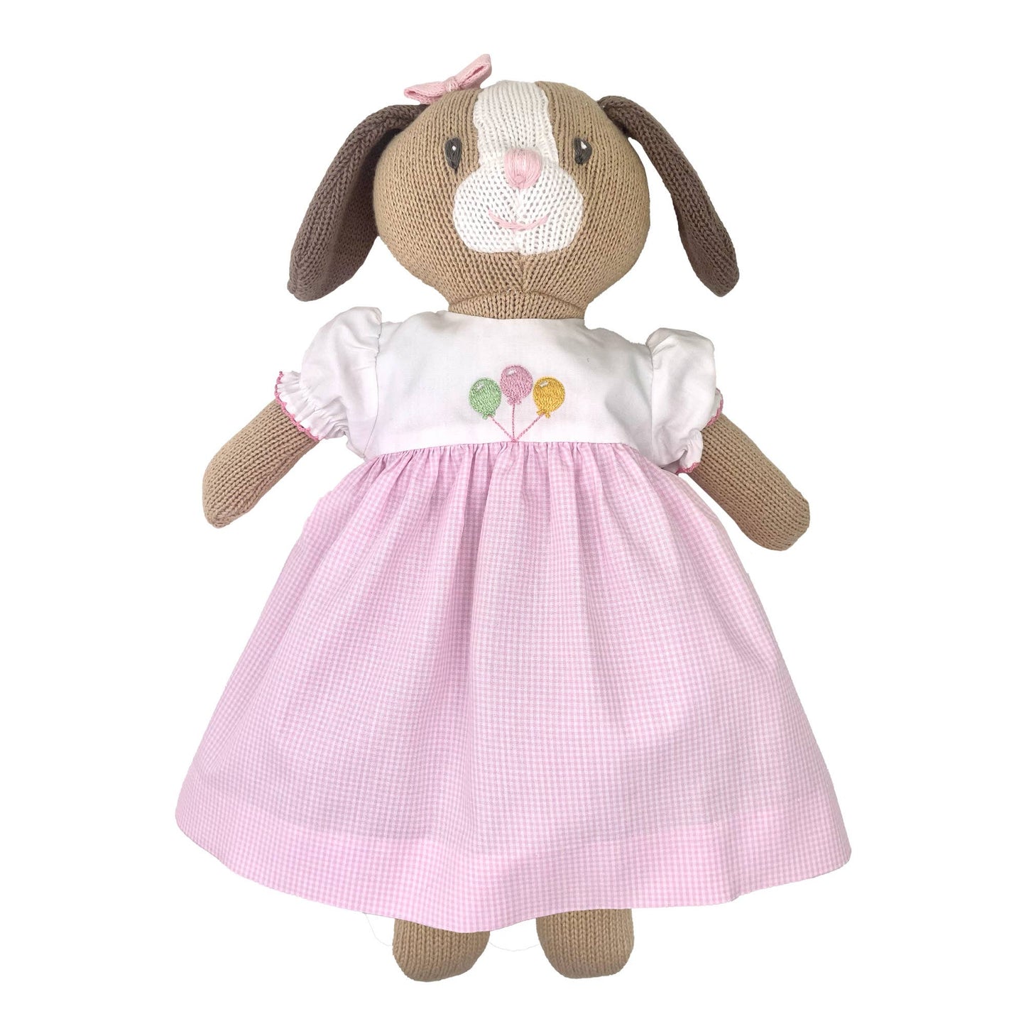 Knit Dog Doll with Birthday Embroidered Dress