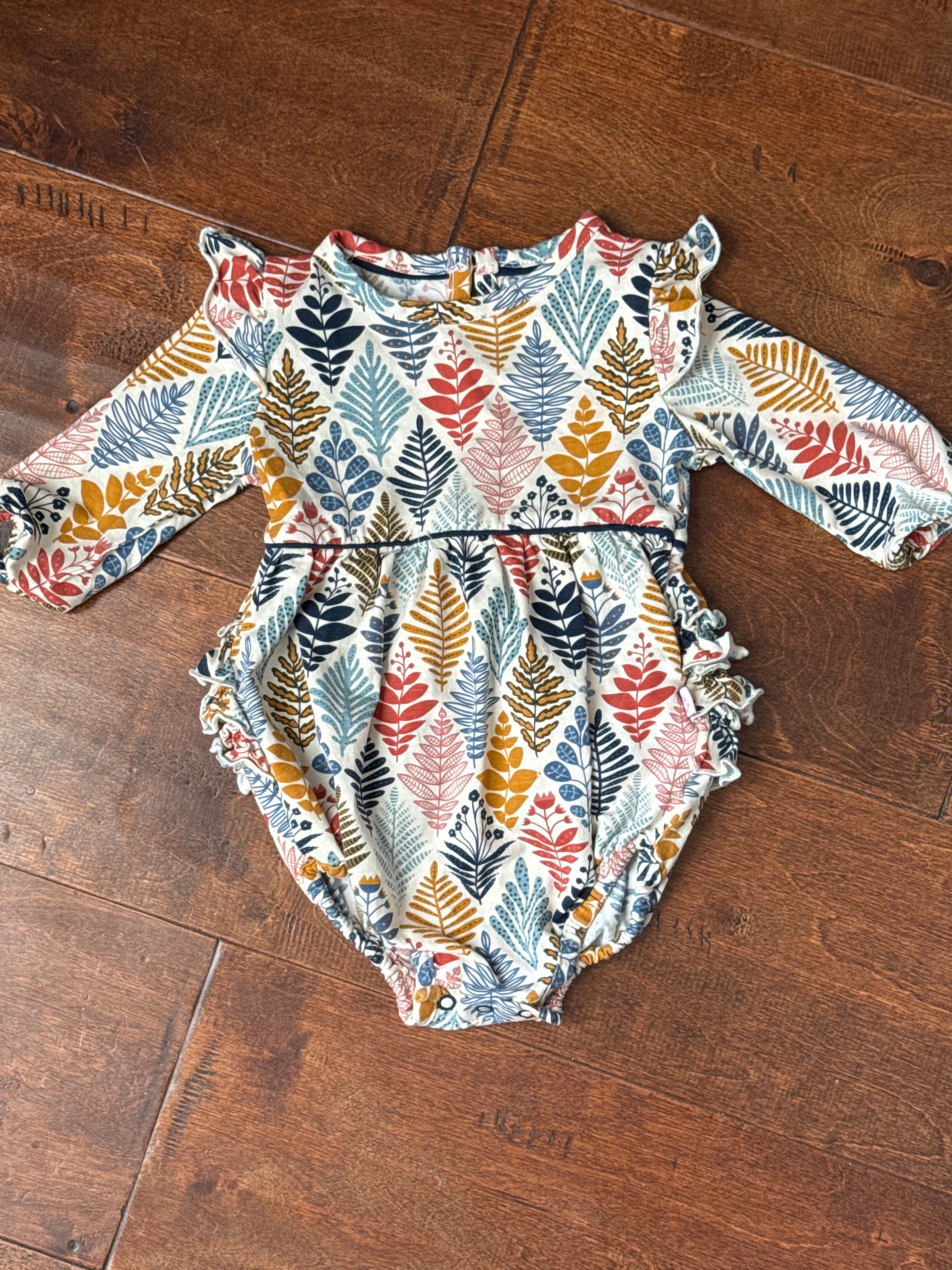 RuffleButts Floral LS Bubble 3-6m