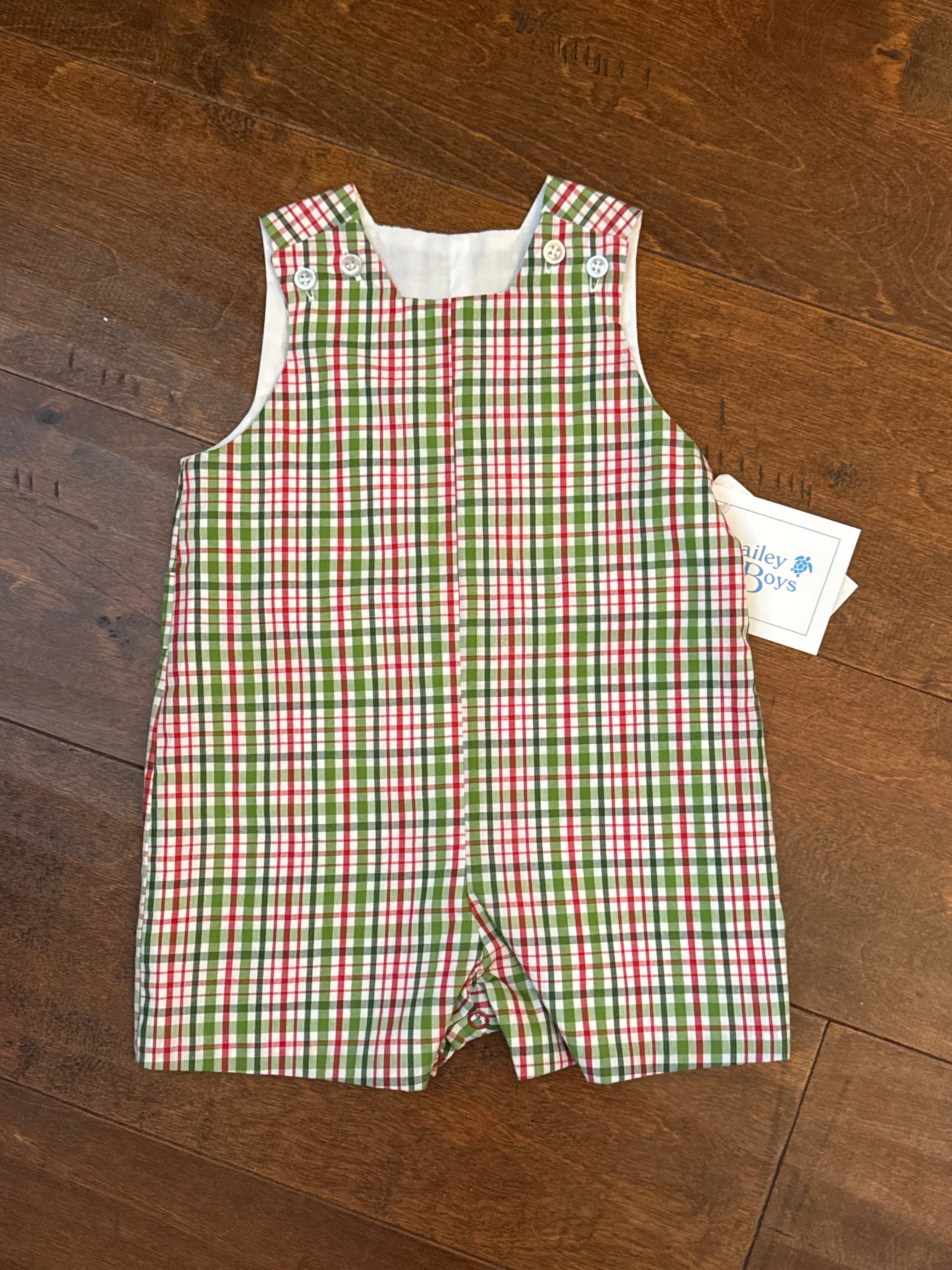 Bailey Boys Jon Jon Short Tab Mistletoe Plaid 24m