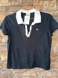 Lacoste Black Polo White Trim Collar 12