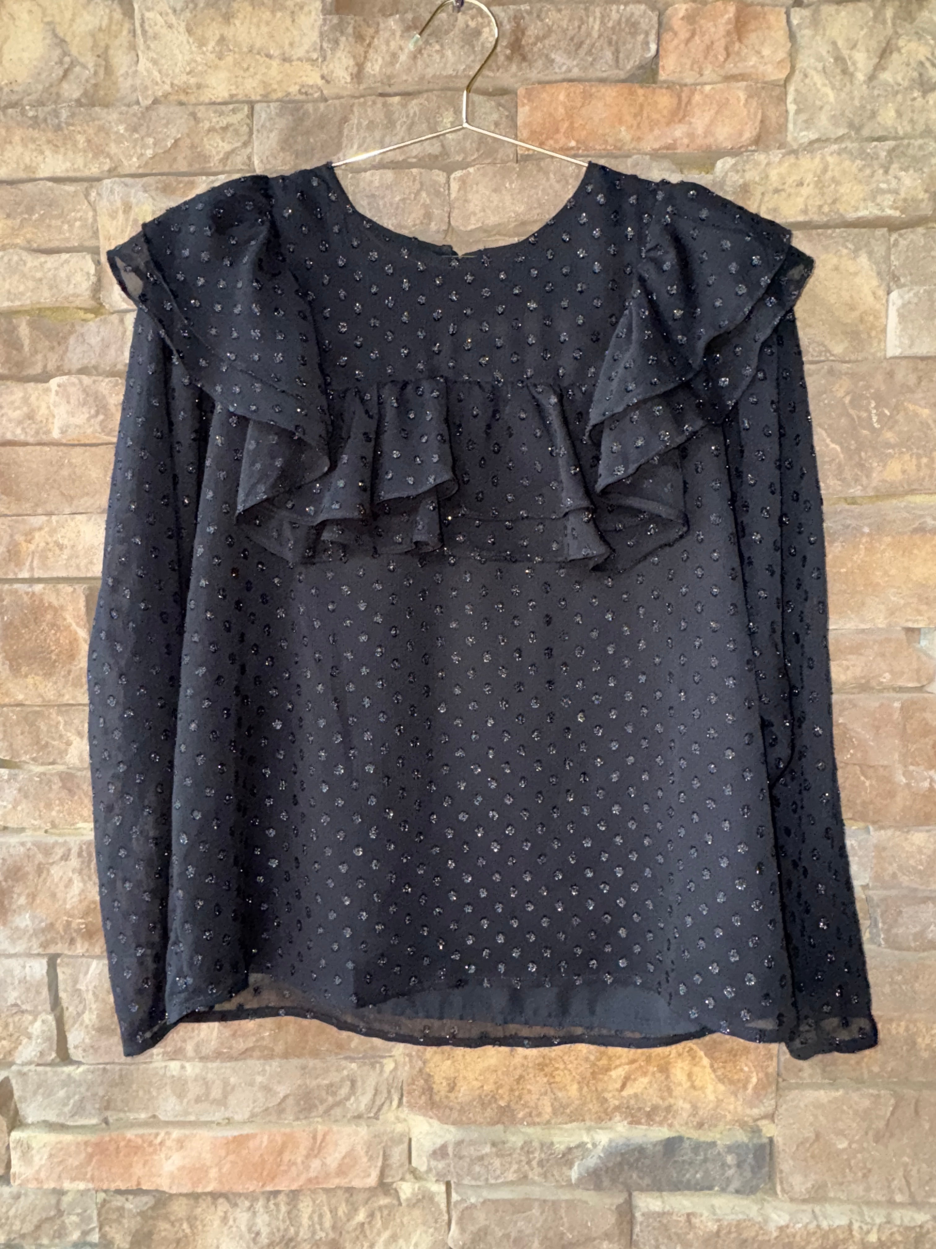 Buddy Love Black Glitter Dot Top S