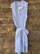 C&I Blue Striped Belted Dress S