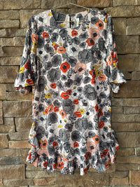 Uncle Frank Black Floral Drop Waist Dress L