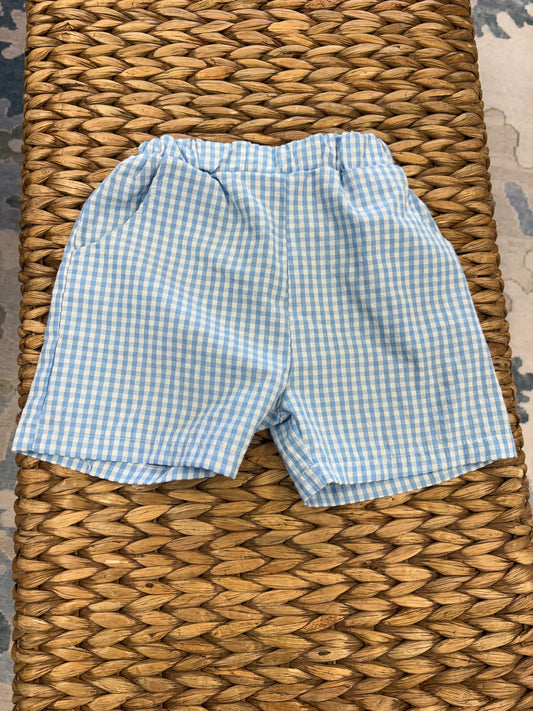 Light Blue Gingham Short 2-3T