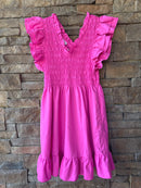 Ces Femme Hot Pink Smocked Dress L