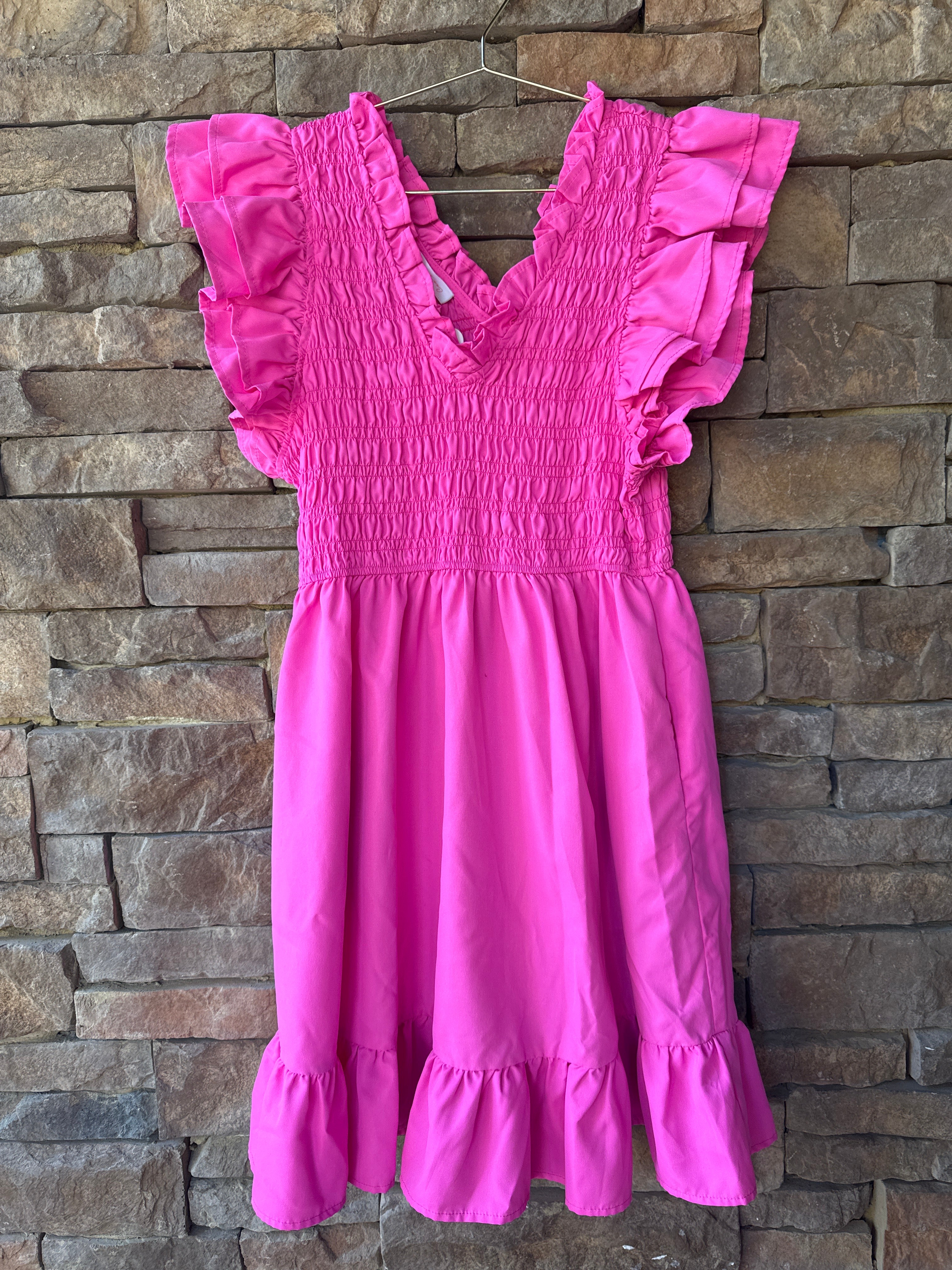 Ces Femme Hot Pink Smocked Dress L