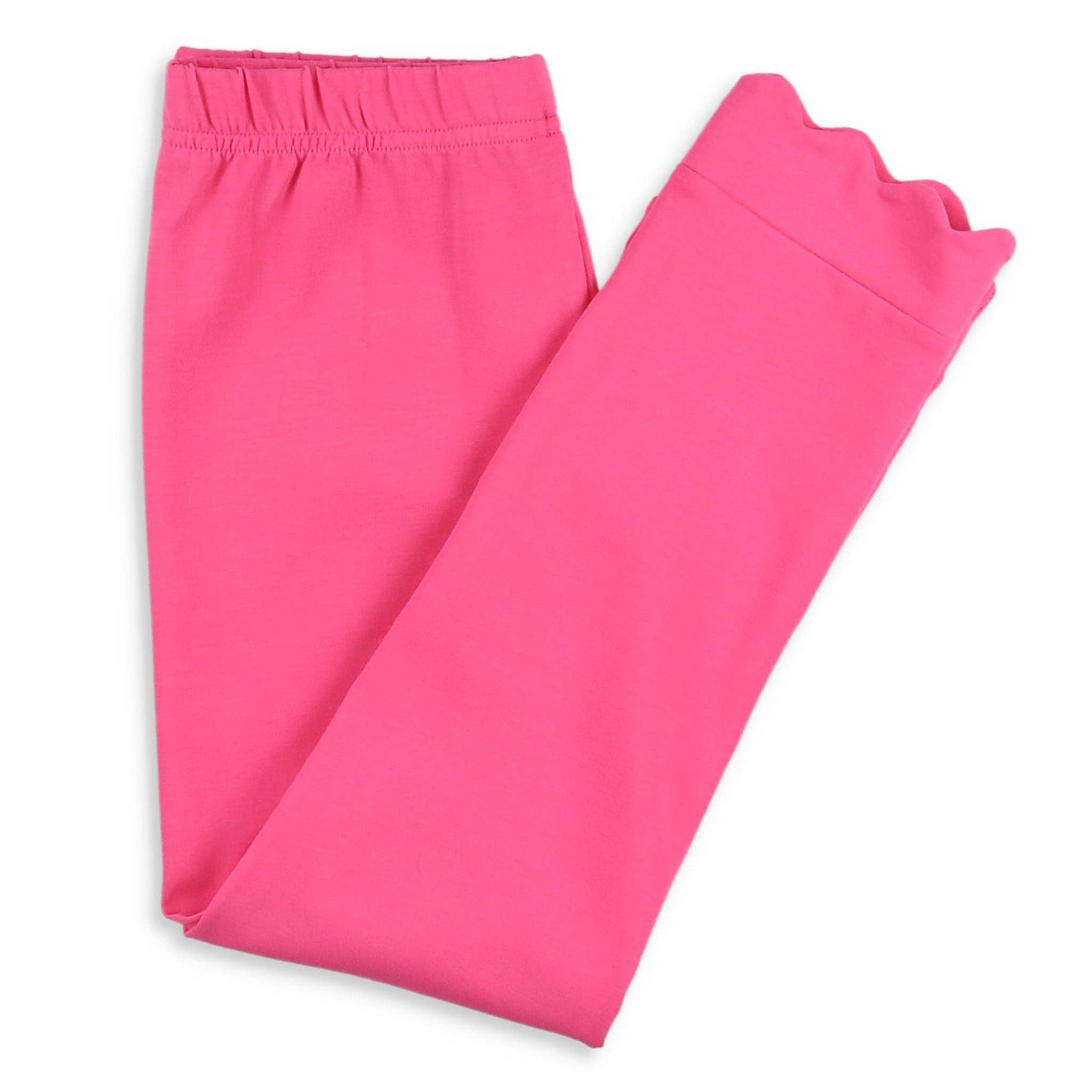 Girls Scallop Leggings - Razzleberry: L