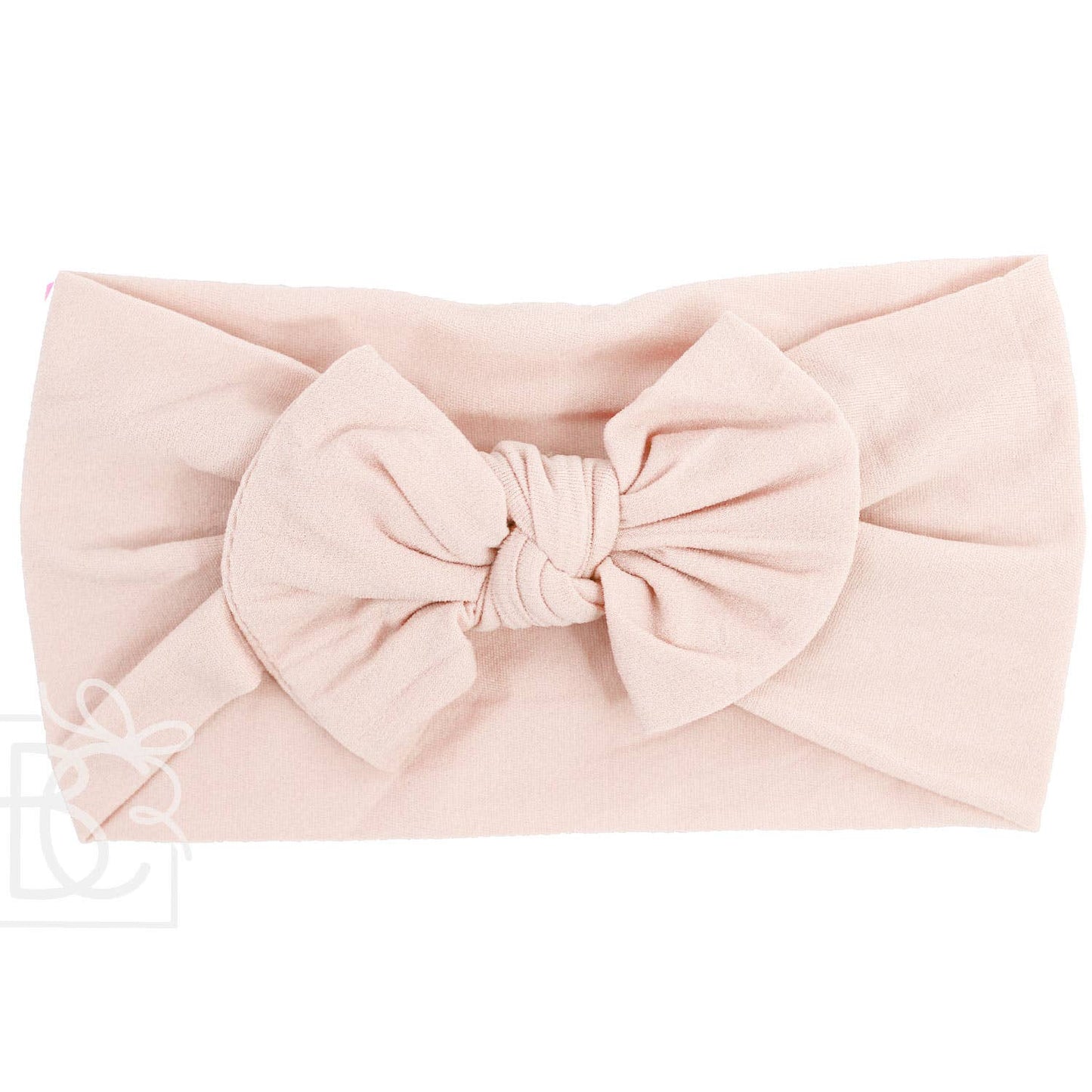 WIDE PANTYHOSE HEADBAND WITH KNOT BOW (SOLIDS): POWDER PINK