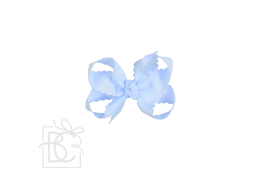 SCALLOPED EDGE BOW: Millennium Blue / 3.5" Medium - 1.5" Ribbon on Alligator Clip