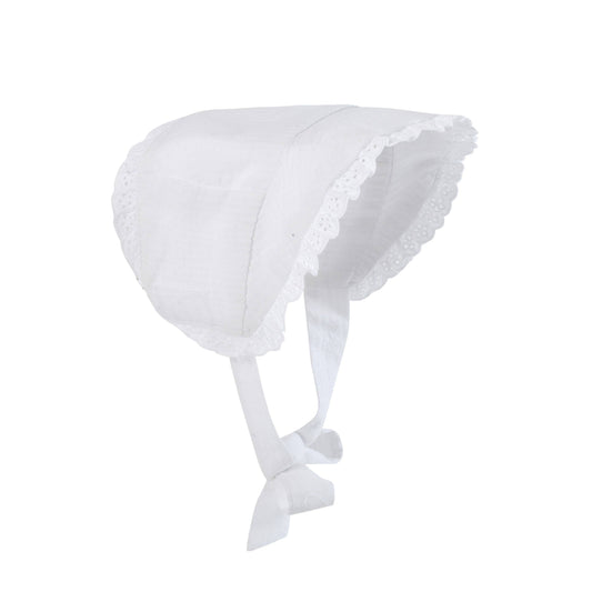 White Summer Baby Bonnet Sunhat: One Size