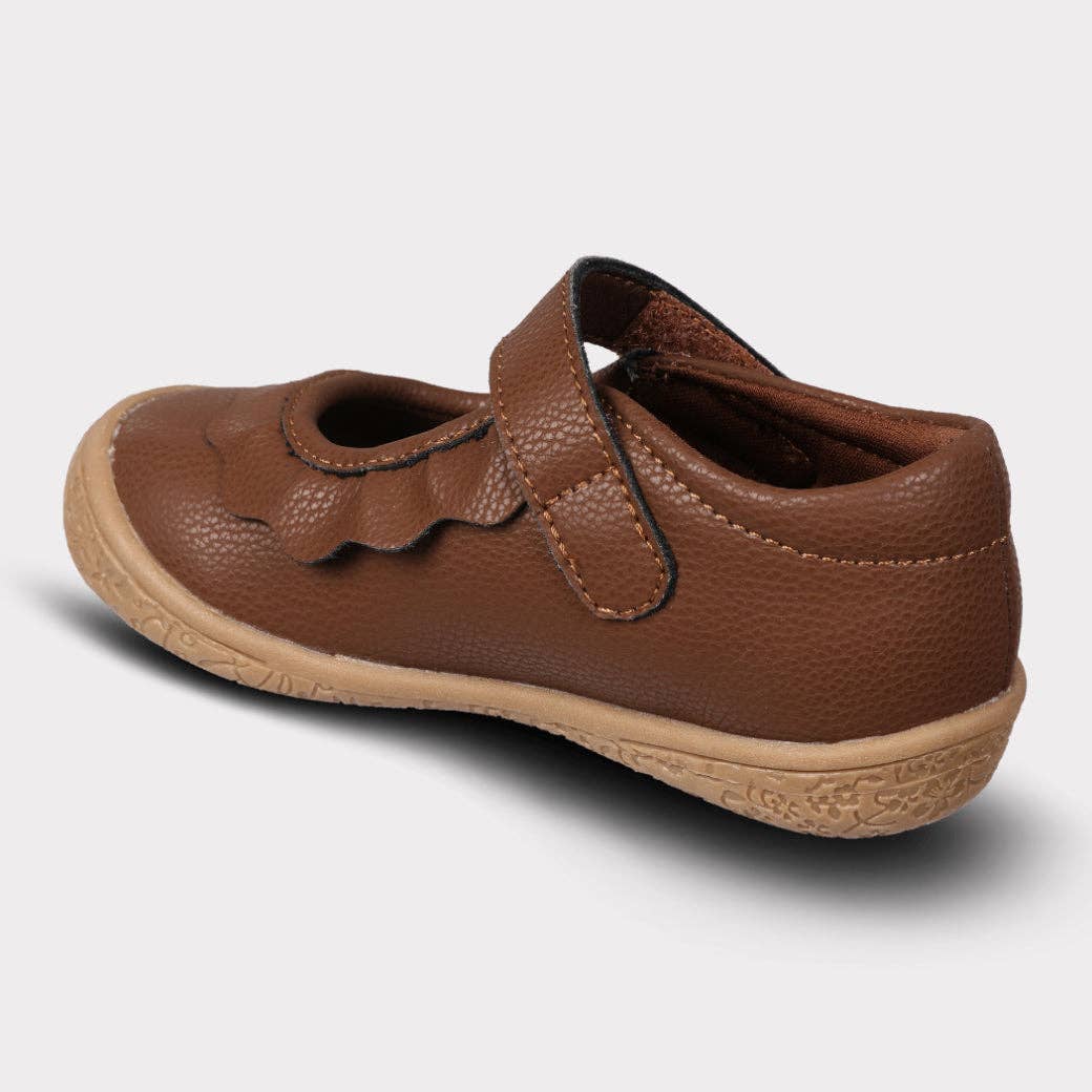 Amina Leather Girls Mary Jane Shoe: Brown Leather