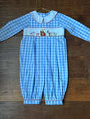 Shrimp and Grits Blue Gingham Farm Smock 2T
