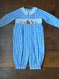Shrimp and Grits Blue Gingham Farm Smock 2T