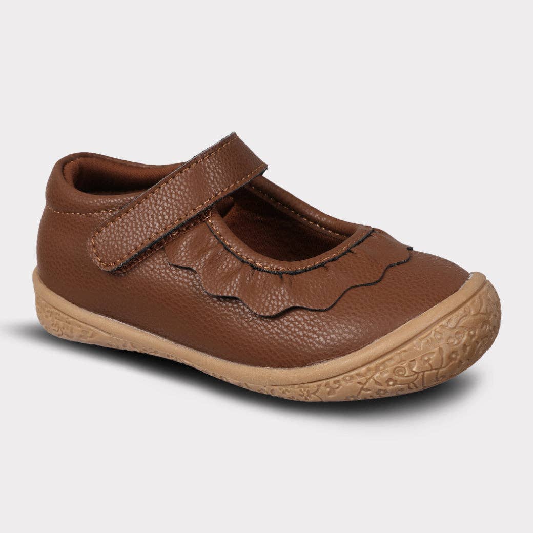 Amina Leather Girls Mary Jane Shoe: Brown Leather