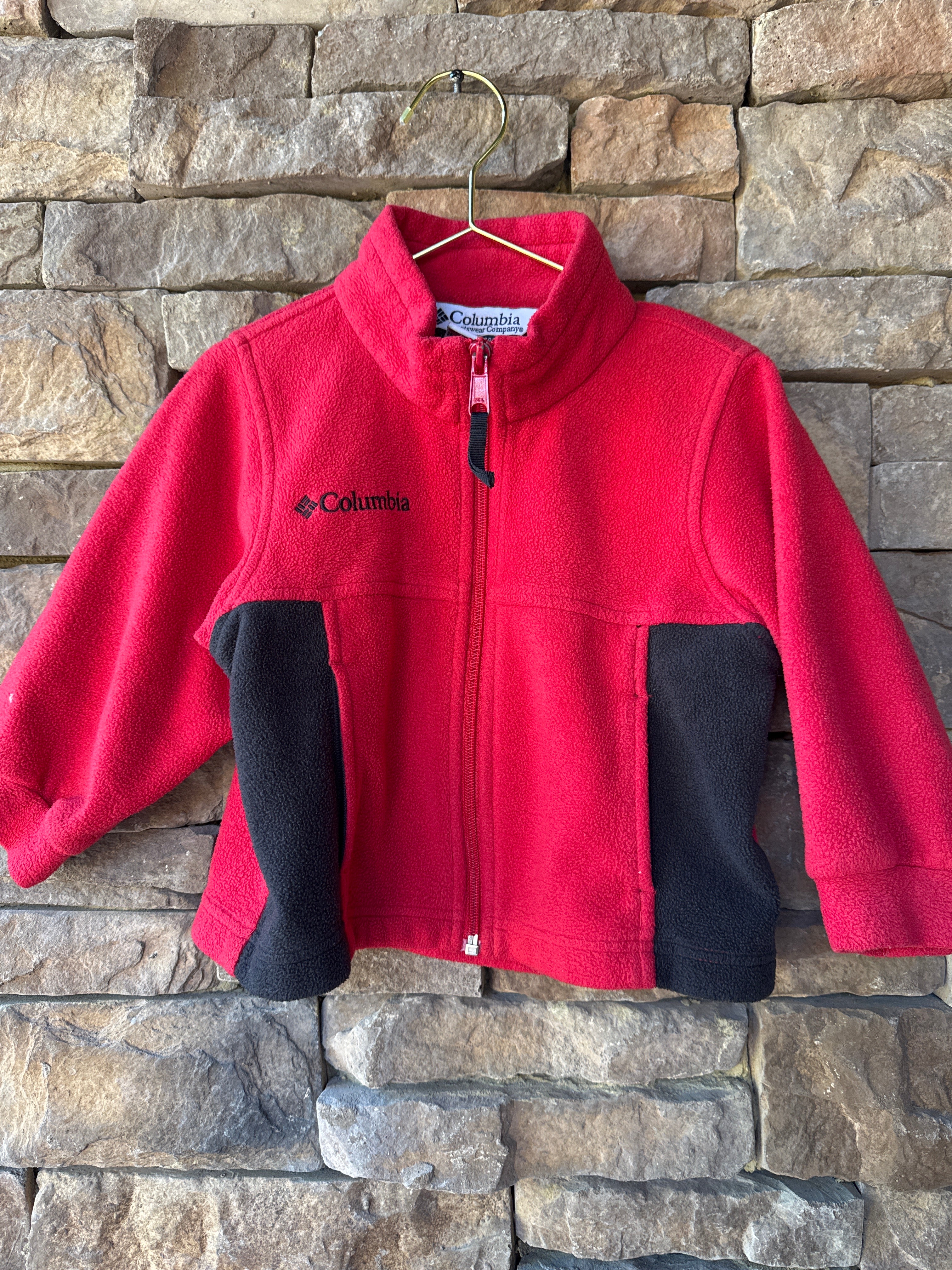 Columbia Red and Black Fleece Jacket 3T