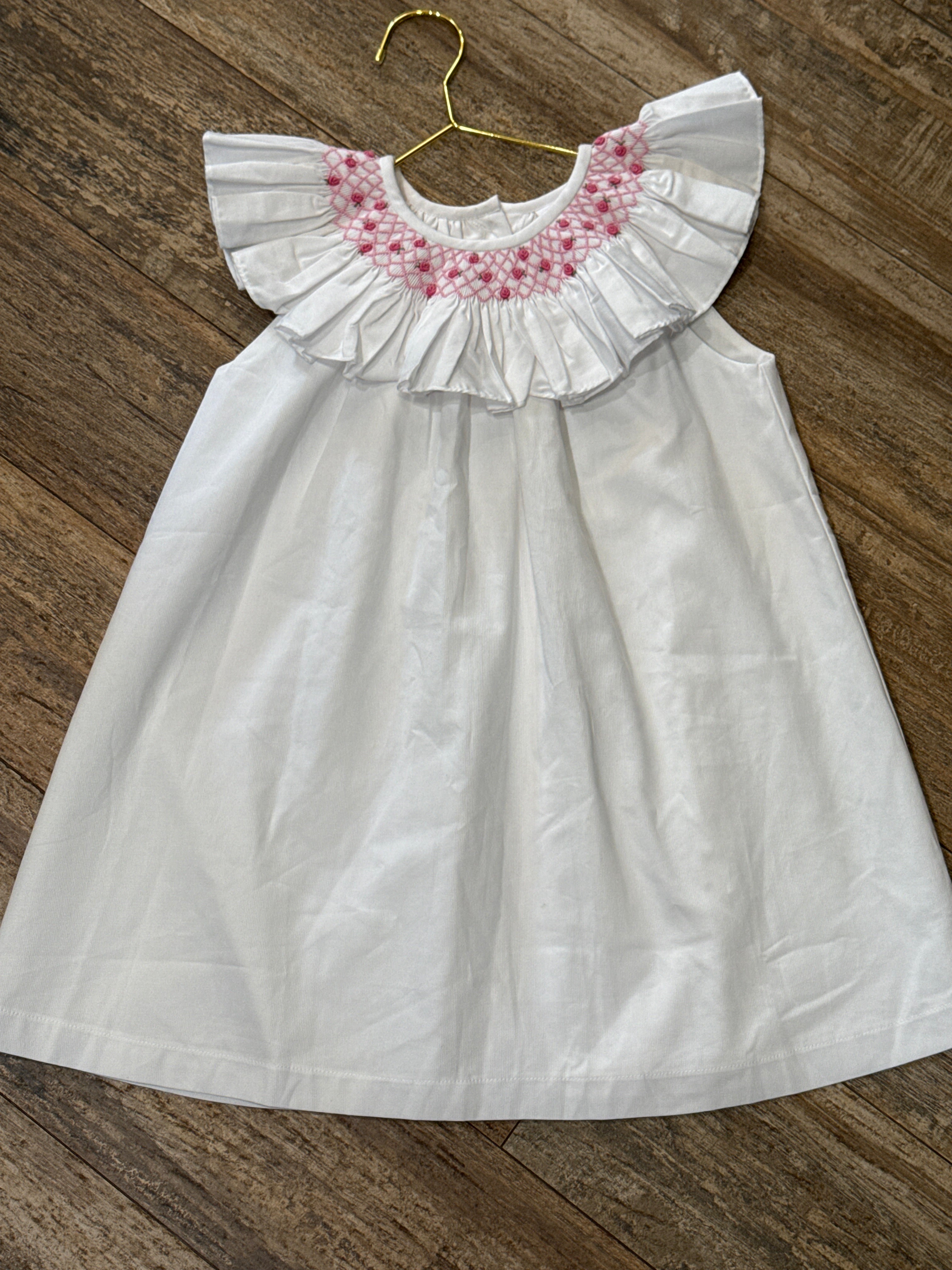 Stitchy Fish Rosette Smocked Dress 4T