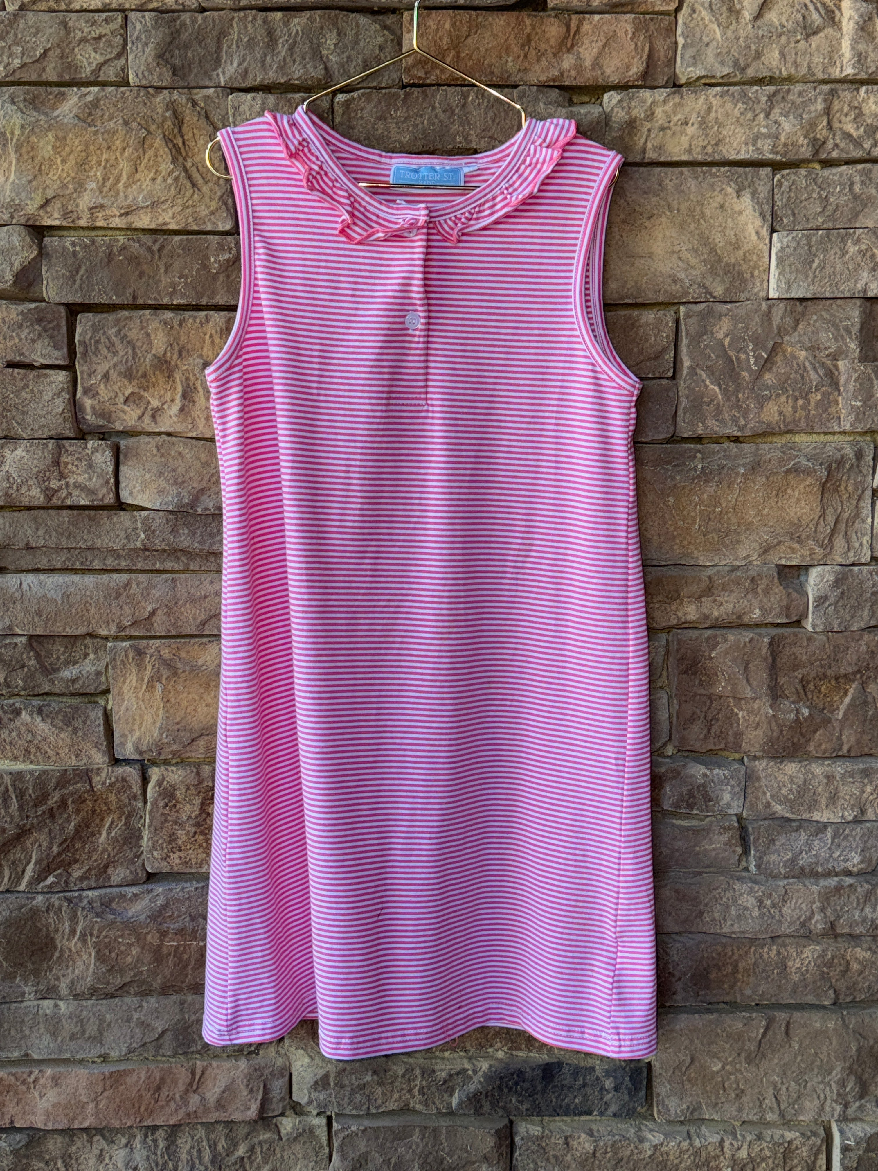 Trotter Street Kids Pink Striped Polo Dress 8