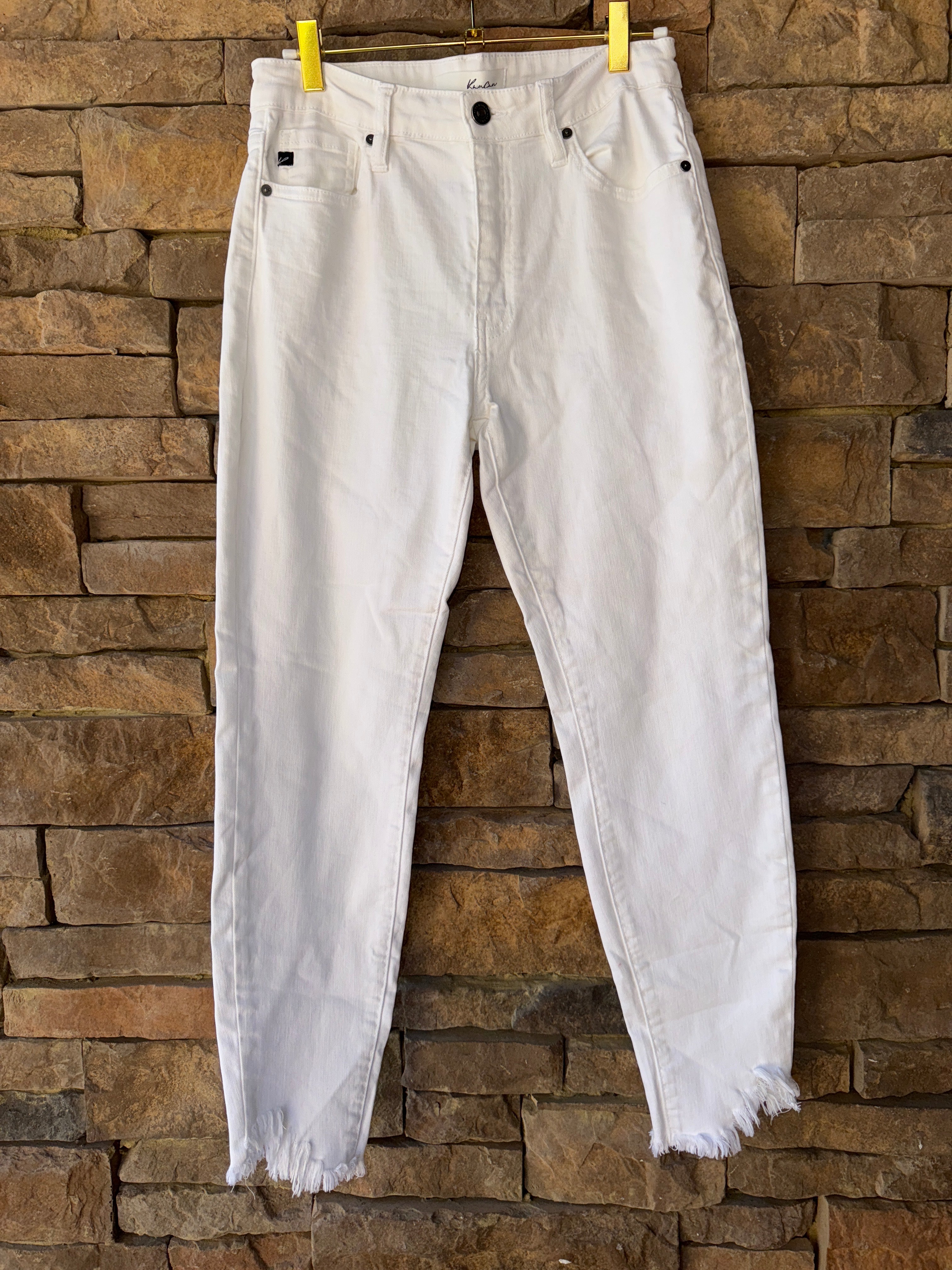 Kancan White Denim Straight Fray Hem 28