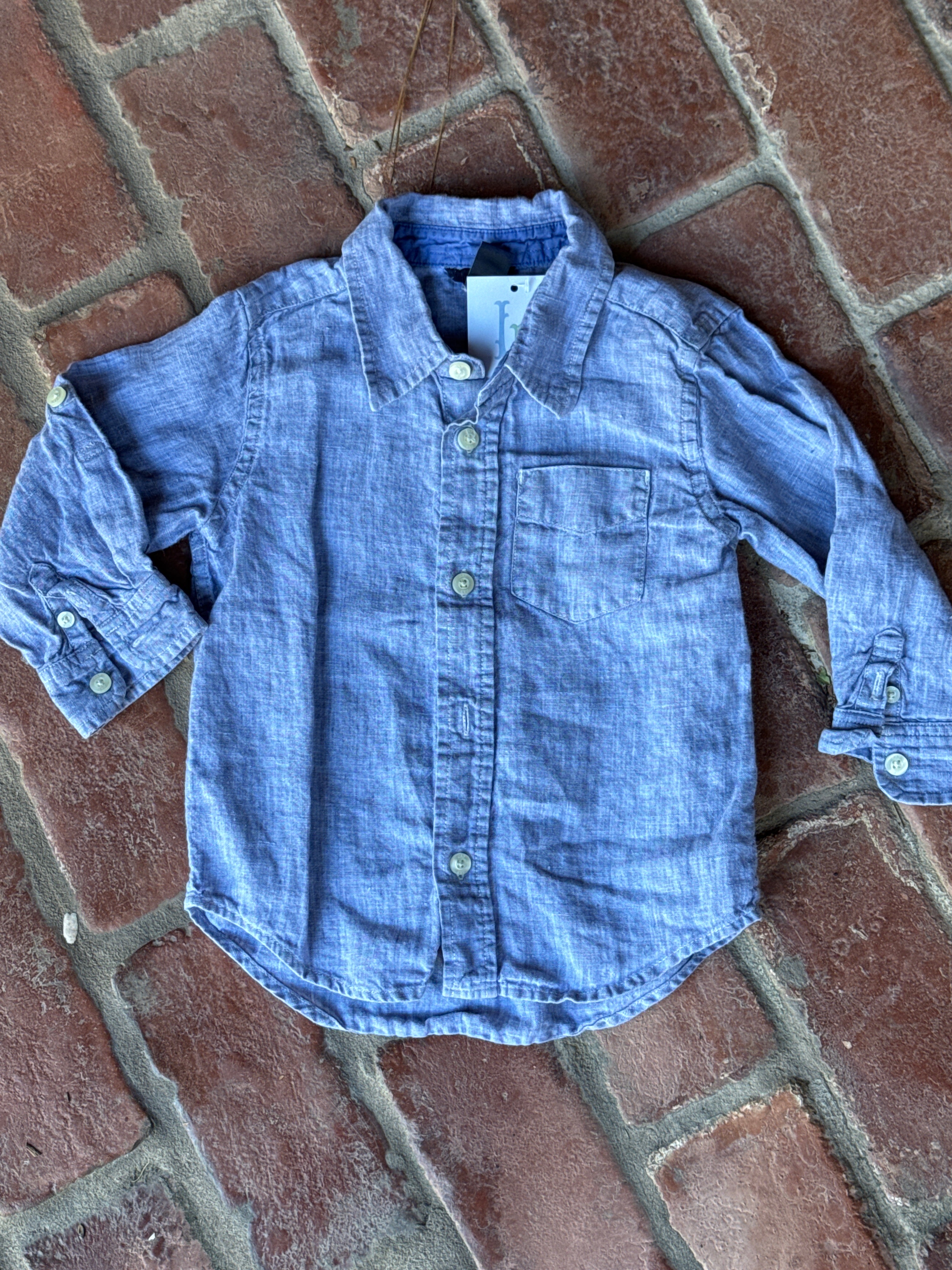 Denim Ls Button Up Shirt 3T