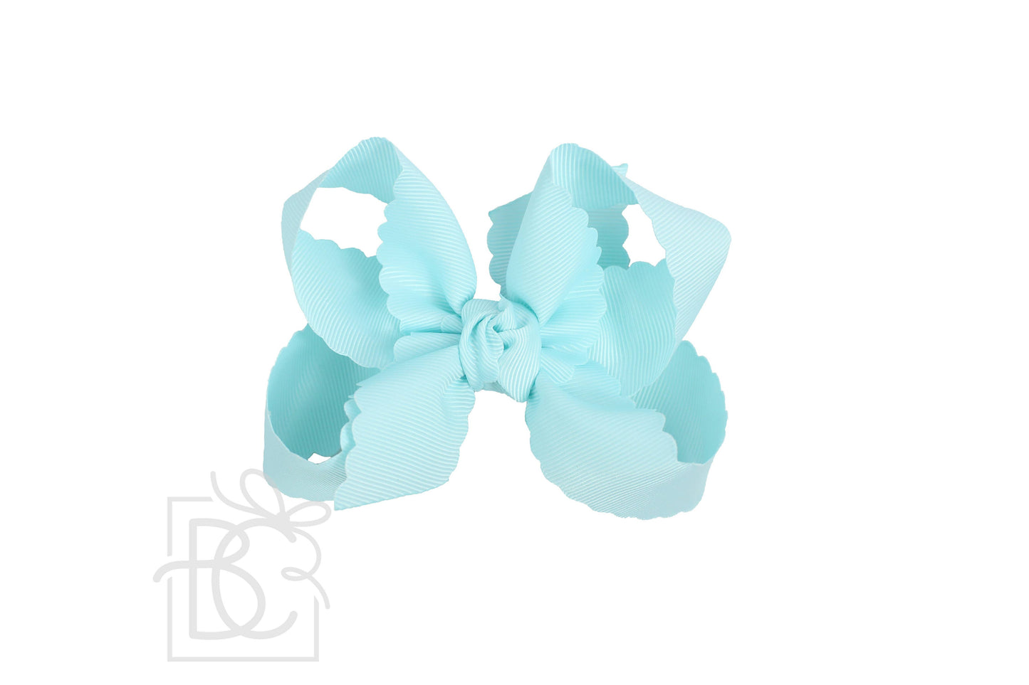 SCALLOPED EDGE BOW: Millennium Blue / 4.5" Large - 1.5" Ribbon on Alligator Clip