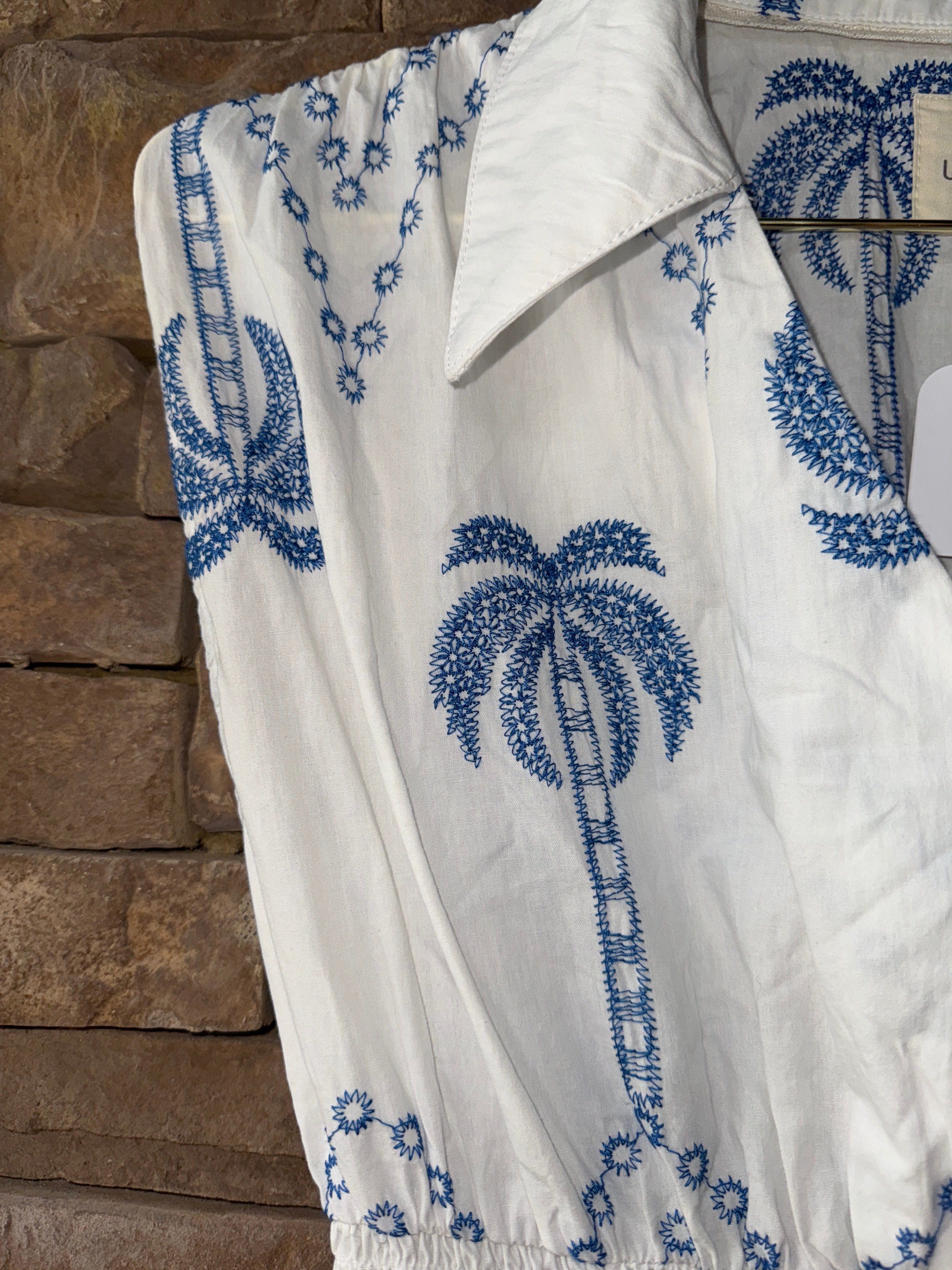 Umgee Palm Blue and White Dress S
