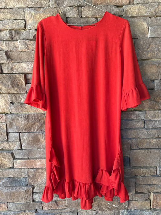 Uncle Frank Red Ruffle Dress L