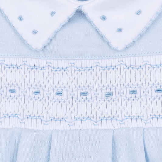 Landry Smocked Bubble - Light Blue