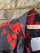 Tory Burch Red & Black LS Tie Neck Top 8