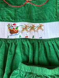 Southern Smocked Company Green Cord Santa Set 24m