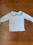 Puppy Dog Tails Gingham Ls Peter Pan Collar 12M
