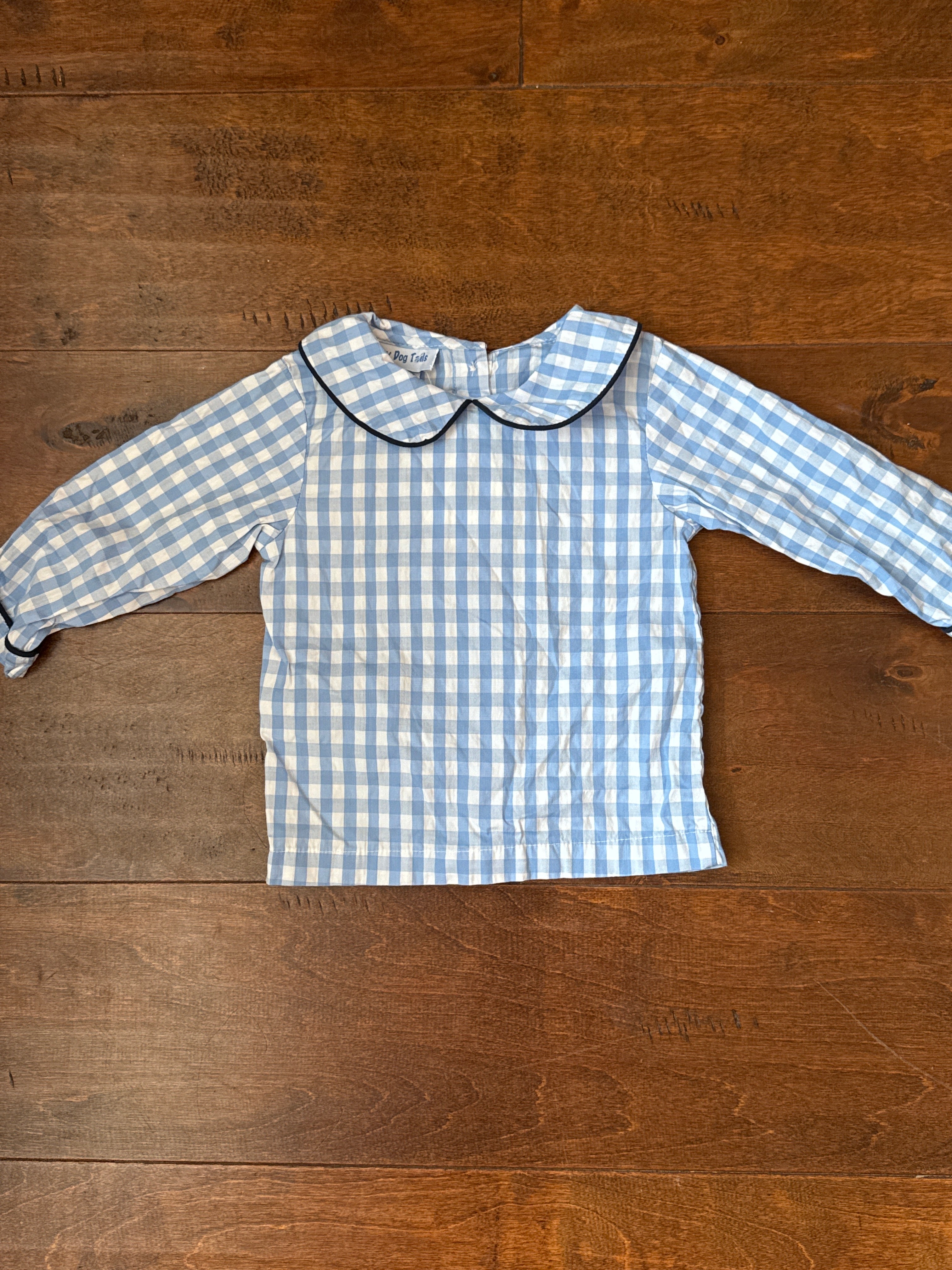 Puppy Dog Tails Gingham Ls Peter Pan Collar 12M