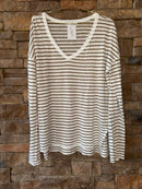 Mododoc Brown Striped Ls Top XL