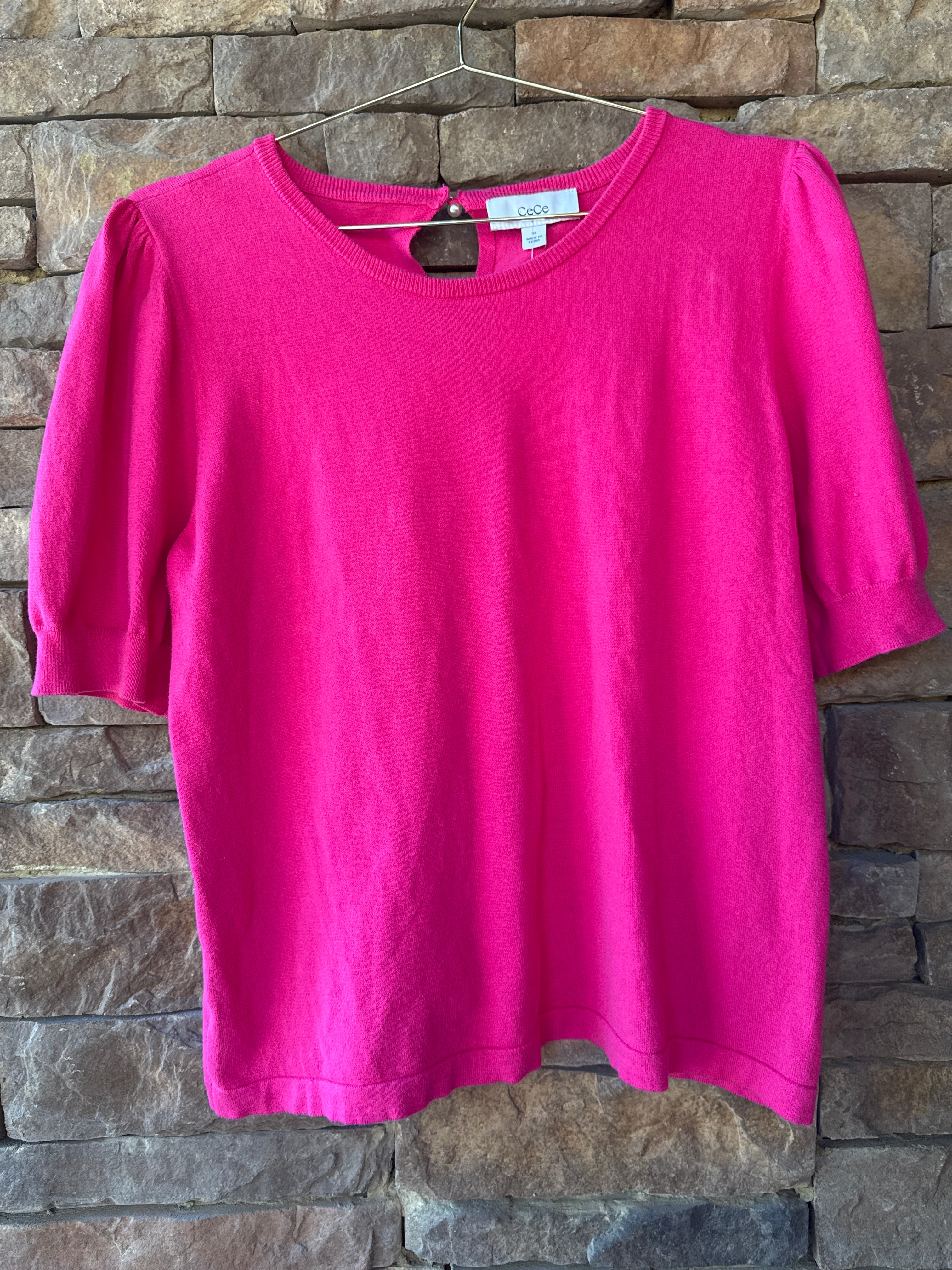 CeCe Short Sleeve Crew Neck Sweater XL