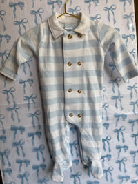Edgehill Collection Baby Blue Striped Footie NB