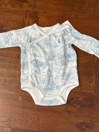 Blue Toile RL Wrap Onesie 3M