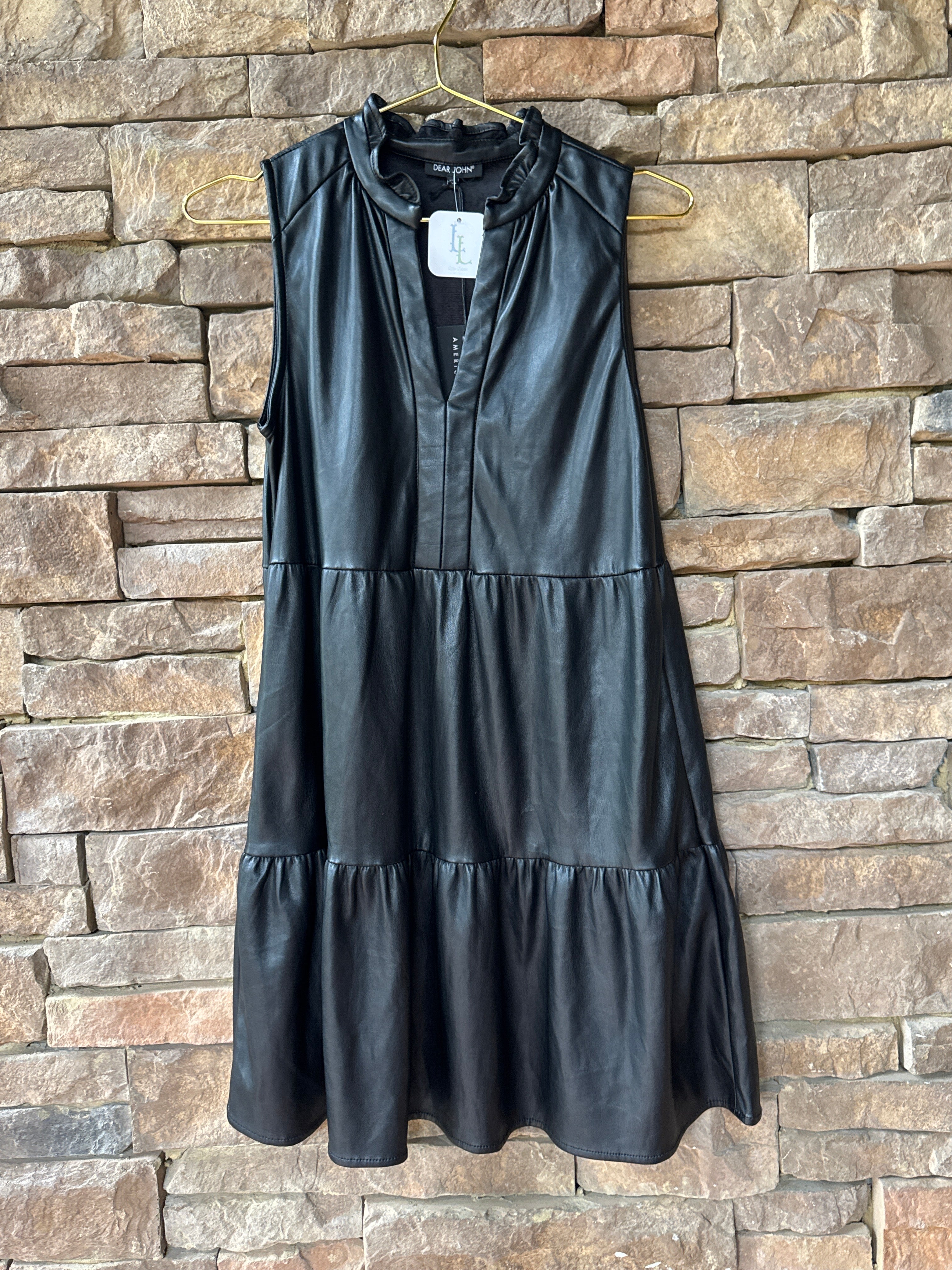 Dear John Claire Black Leather Dress XS