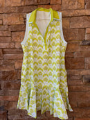Lime Green and Blue Sleeveless Dress L