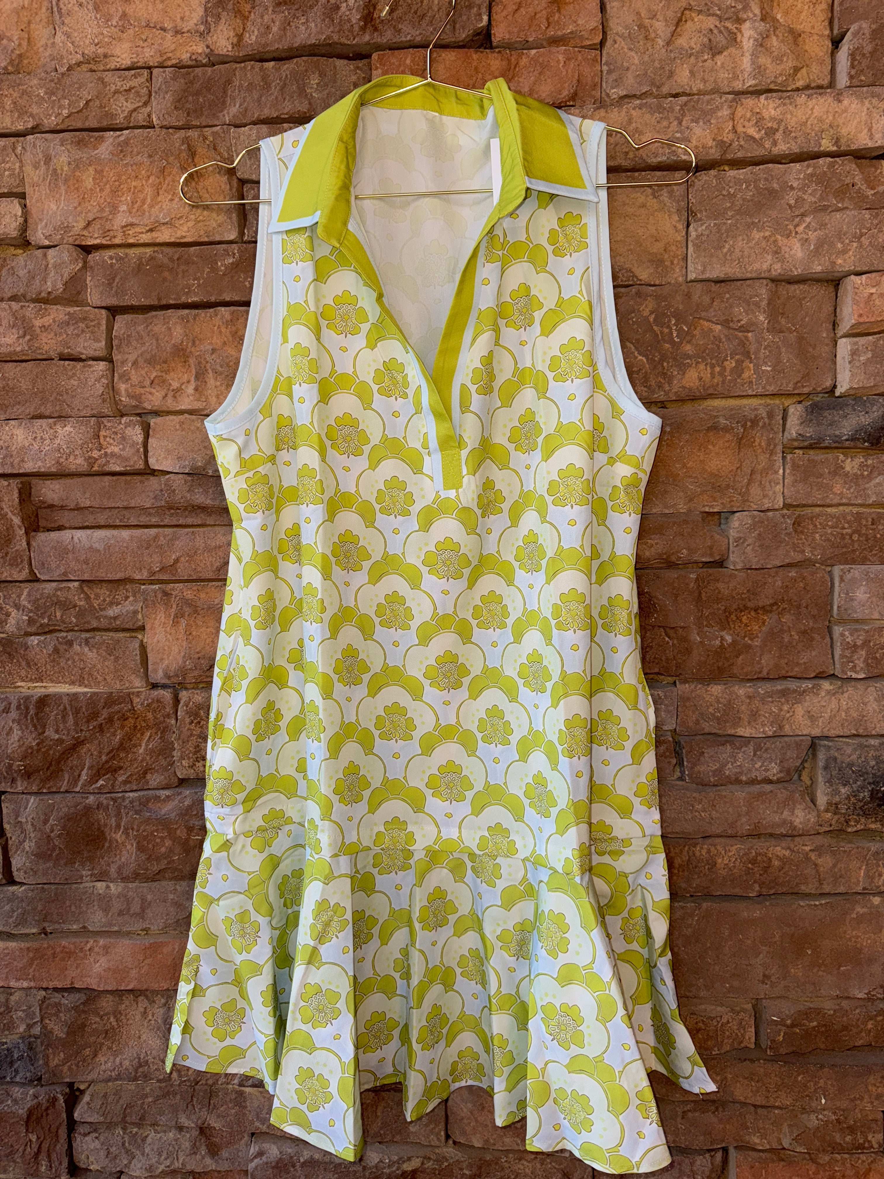 Lime Green and Blue Sleeveless Dress L