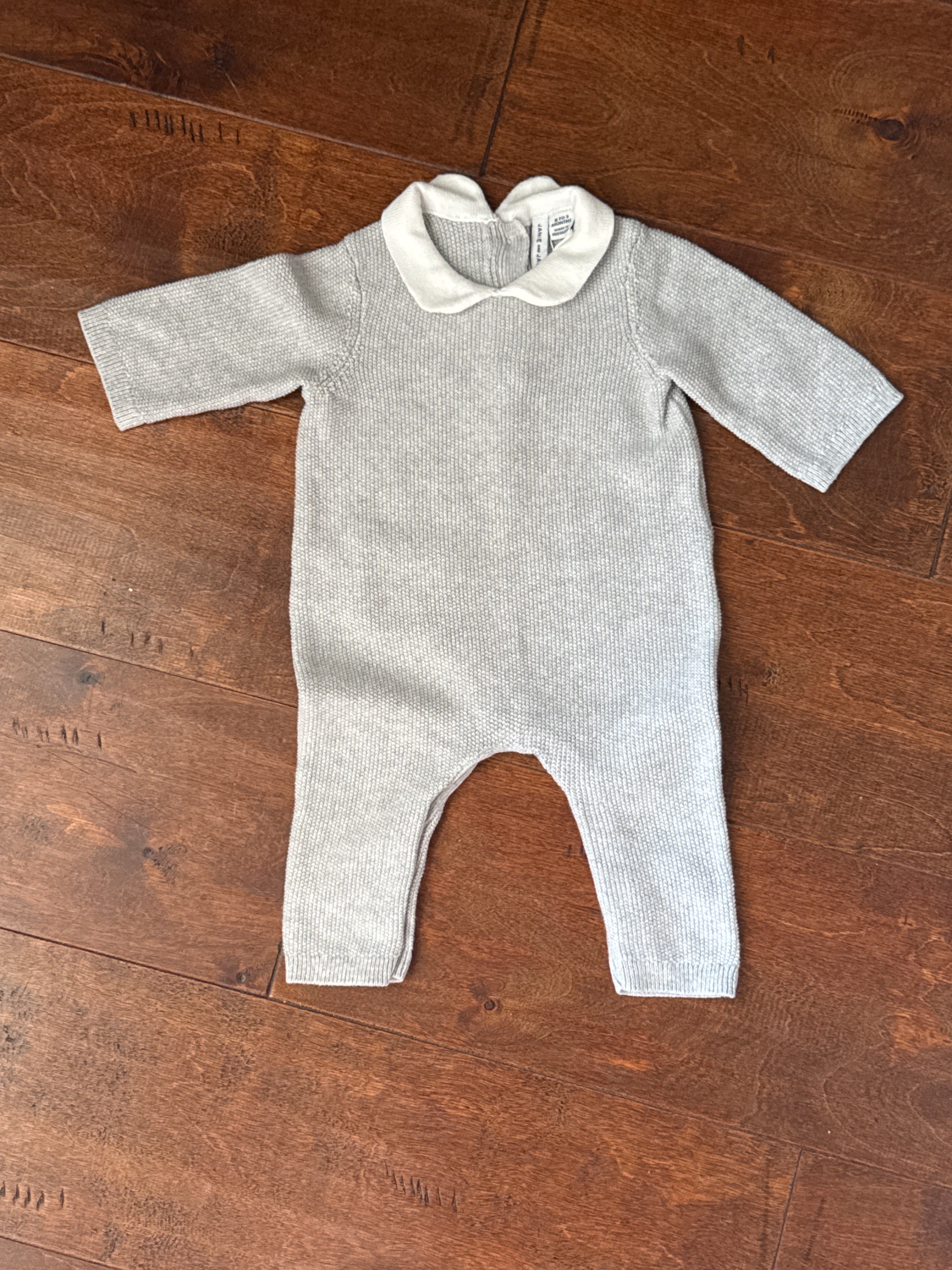 Janie and Jack Grey Knit Longall 0-3M