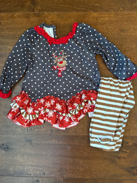Polka Dot Reindeer swing top and pants 2T