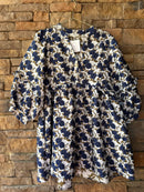 Entro Brown and Navy Floral LS Dress L