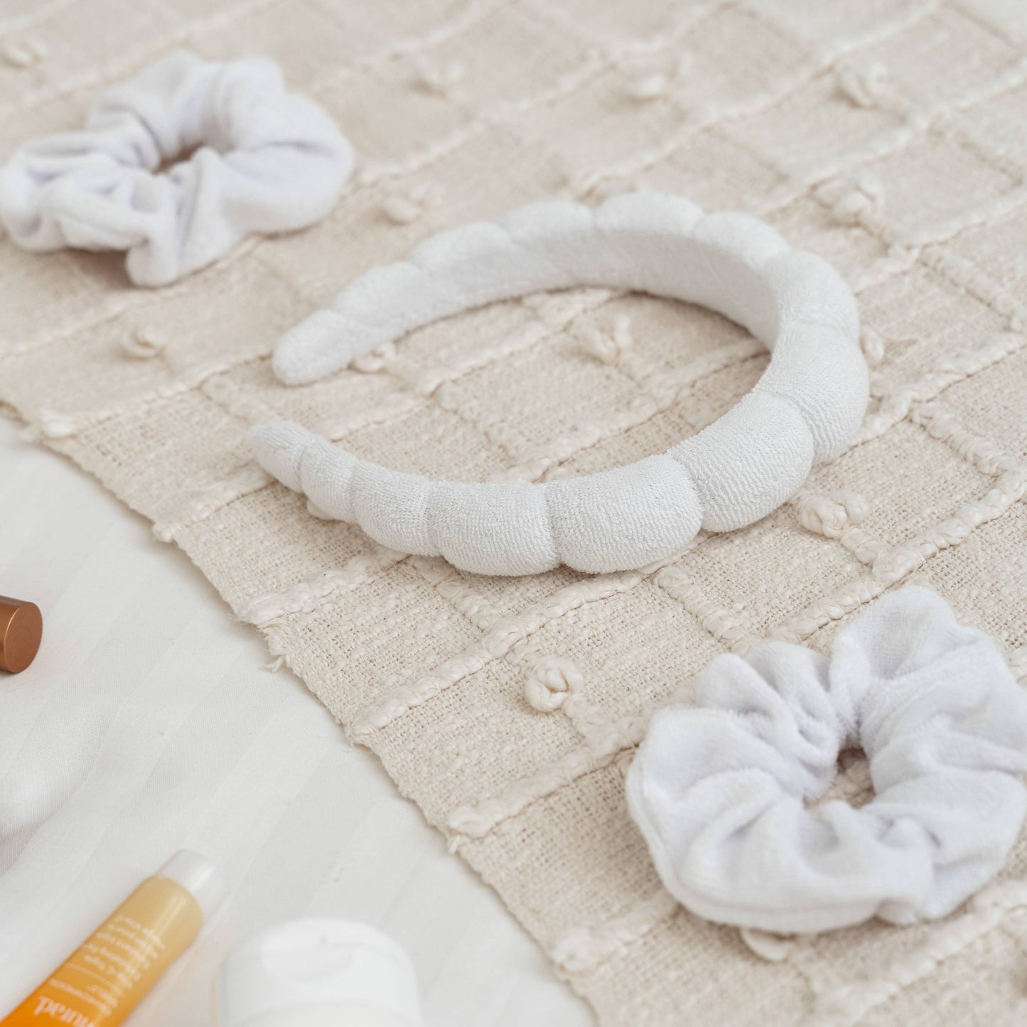 Spa Headband - Skincare Headband & Scrunchie Wristband Set: Hot Pink