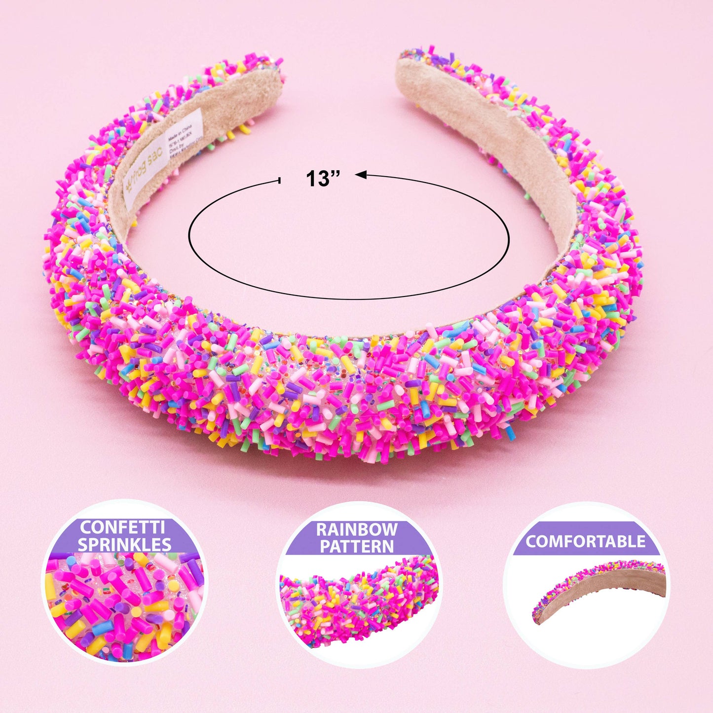 Padded Sprinkles Headband - Confetti Hair Band: Light Blue