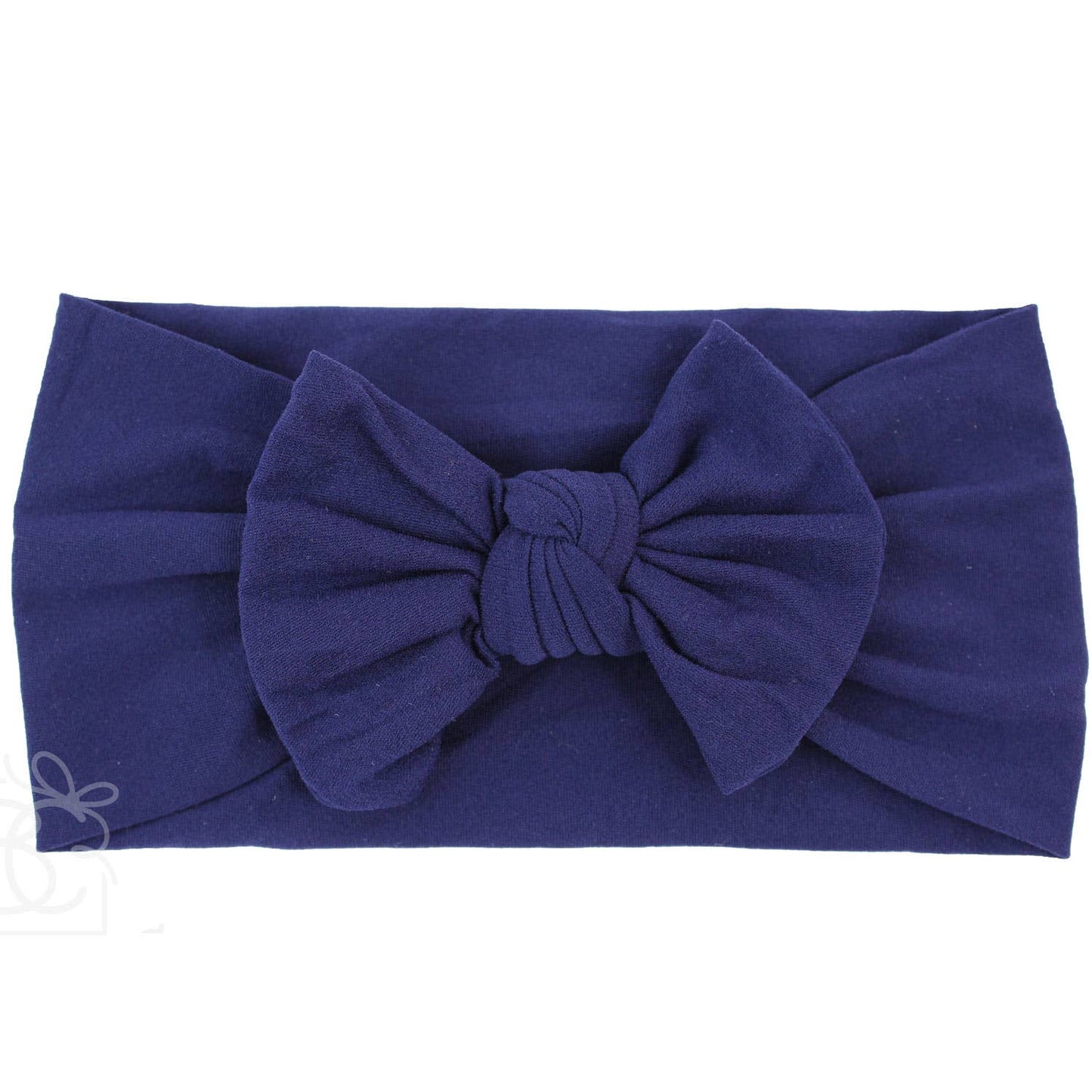 WIDE PANTYHOSE HEADBAND WITH KNOT BOW (SOLIDS): MILLENNIUM BLUE
