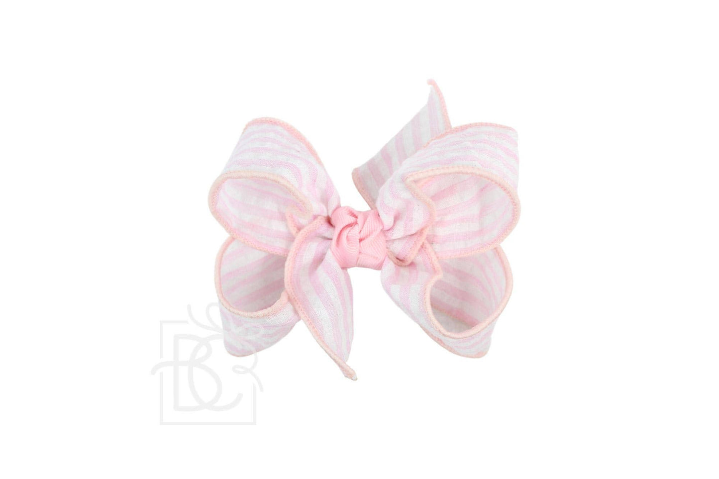 SEERSUCKER BOW ON CLIP: Light Pink / 4.5" Large - 1.5" Ribbon on Alligator Clip