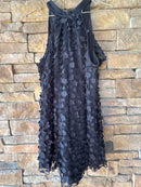Anthropologie 3D Floral Black Mini Dress 4P